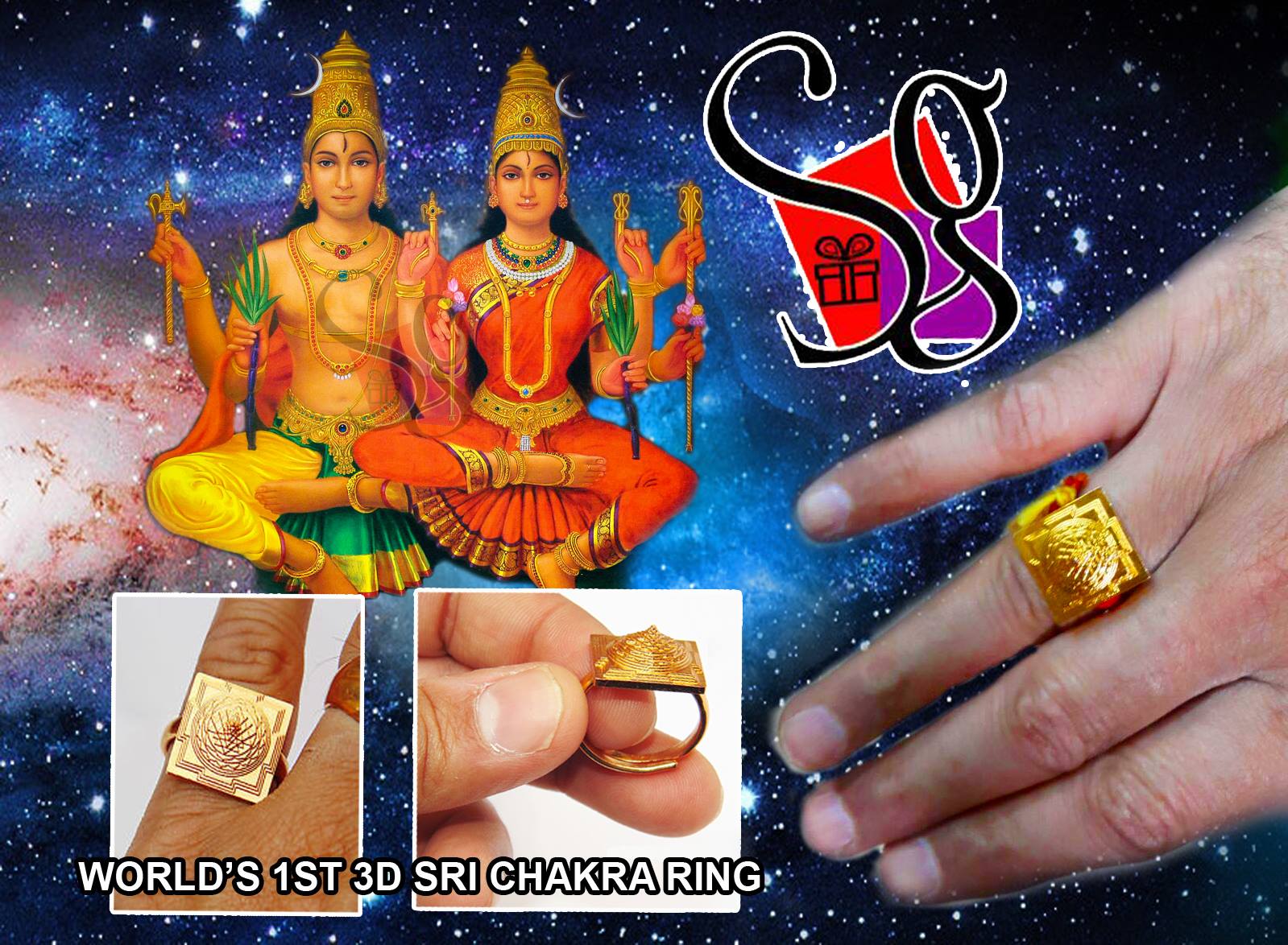 Ashtadhatu Shree Yantra Ring in Gold Plated For Men And Women | astrosale.in